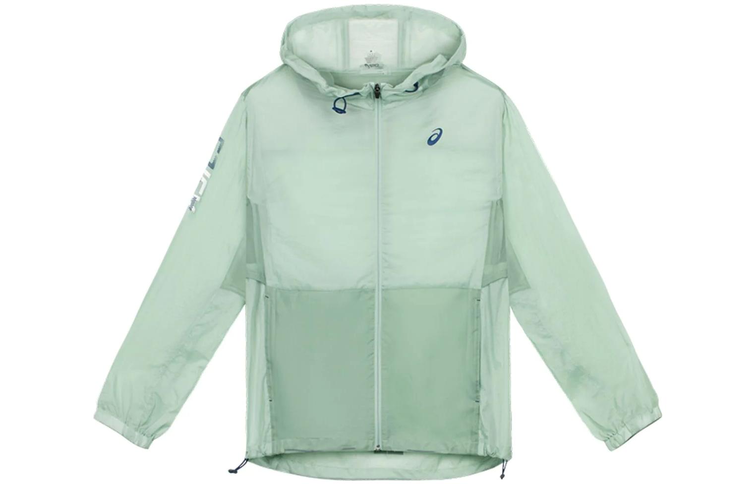 ASICS Lightweight Logo Print Zip-Up Hoodie Jacket Green - 2031C784-020