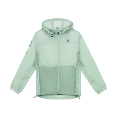 ASICS Lightweight Logo Print Zip-Up Hoodie Jacket Green - 2031C784-020