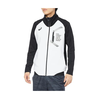 ASICS LIMO Colorblock Logo Print Track Jacket Black White 2031C664-100