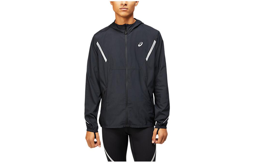 ASICS Lite-Show Black Striped Hooded Zip-Up Long Sleeve Jacket 2011C108-001