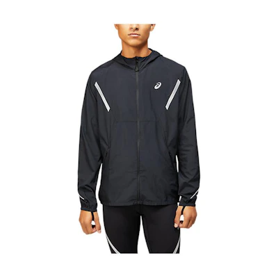 ASICS Lite-Show Black Striped Hooded Zip-Up Long Sleeve Jacket 2011C108-001