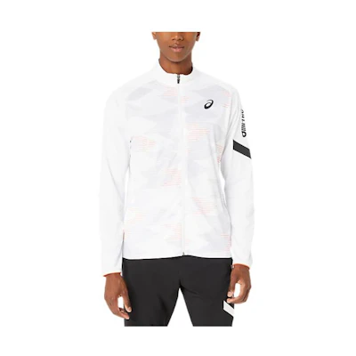 ASICS Logo Graphic Zip-Up Jacket Bright White Long Sleeve 2031E539-100