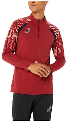 ASICS Logo Patch Striped Half-Zip Track Jacket Red 2101A270-600 Buy ASICS Logo Patch Striped Half-Zip Track Jacket Red 2101A270-600