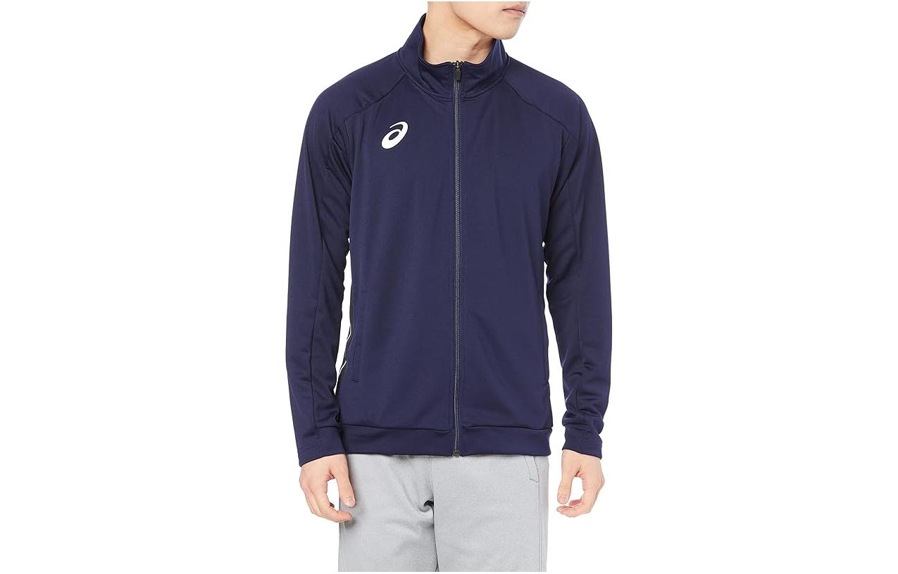 ASICS Logo Pattern Print Zip-Up Jacket Long Sleeve - Navy Blue 2101A185-400