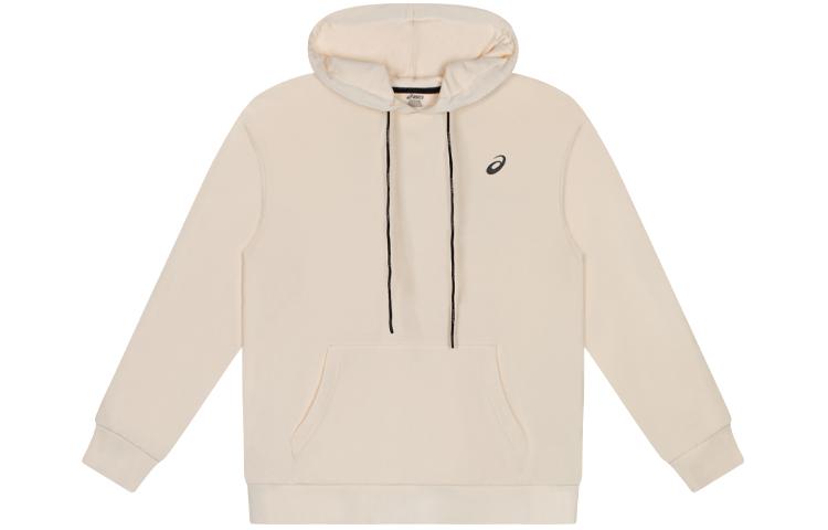 ASICS Logo Print Cream Pullover Hoodie Unisex Loose Fit Long Sleeve 2033B614-200
