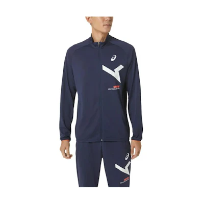 ASICS Logo Print Full-Zip Jacket with Pockets - Blue 2031D996-400
