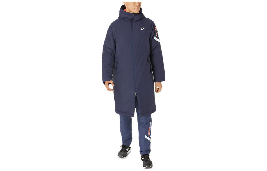 ASICS Logo Print Hooded Zip-Up Long Sleeve Jacket Navy Blue () 2031E277-400