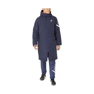 ASICS Logo Print Hooded Zip-Up Long Sleeve Jacket Navy Blue () 2031E277-400