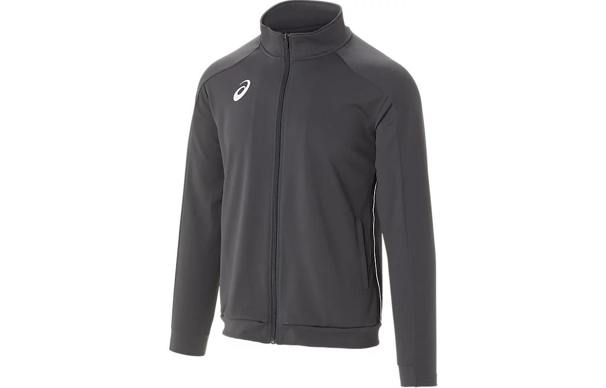 ASICS Logo Print Loose Fit Stand Collar Jacket Unisex Dark Grey 2101A185-021