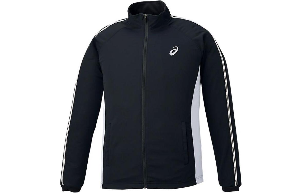 ASICS Logo Print Striped Zip-Up Jacket - Black Long Sleeve 2031D811-100