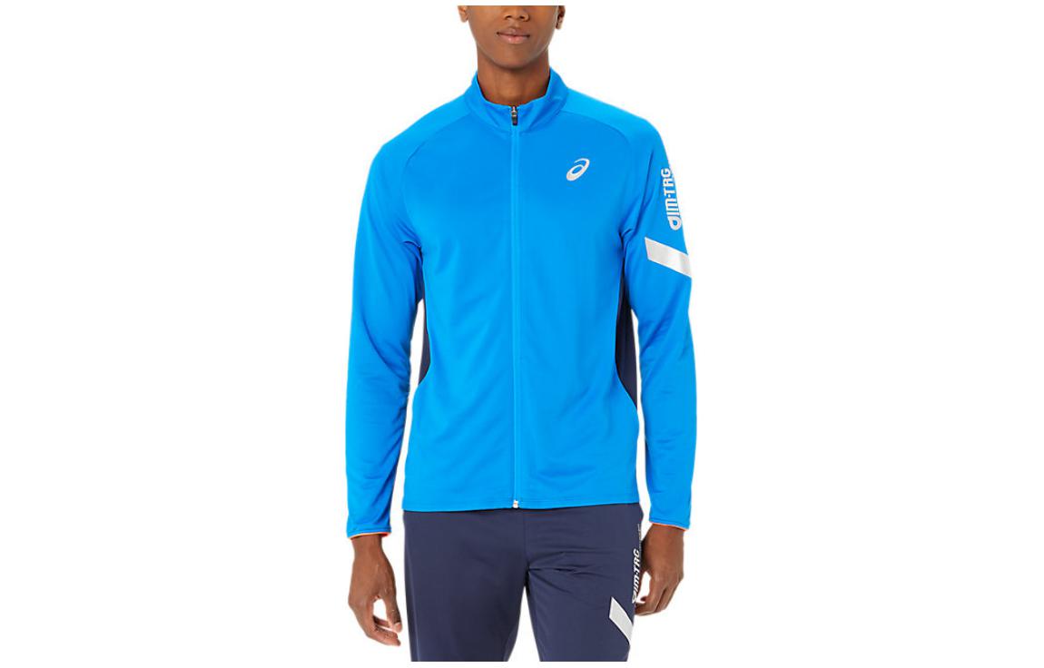 ASICS Logo Print Zip-Up Jacket in Blue 2031E540-401