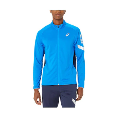 ASICS Logo Print Zip-Up Jacket in Blue 2031E540-401