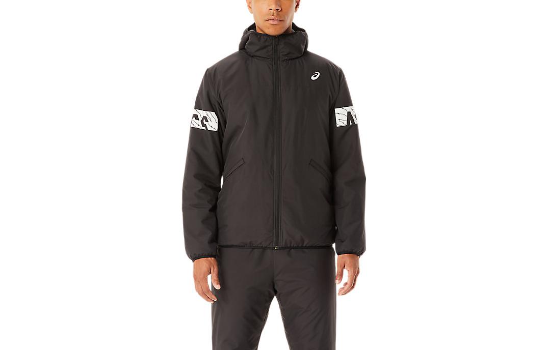 ASICS Logo Print Zip Hoodie Casual Jacket Brown () 2031D048-001