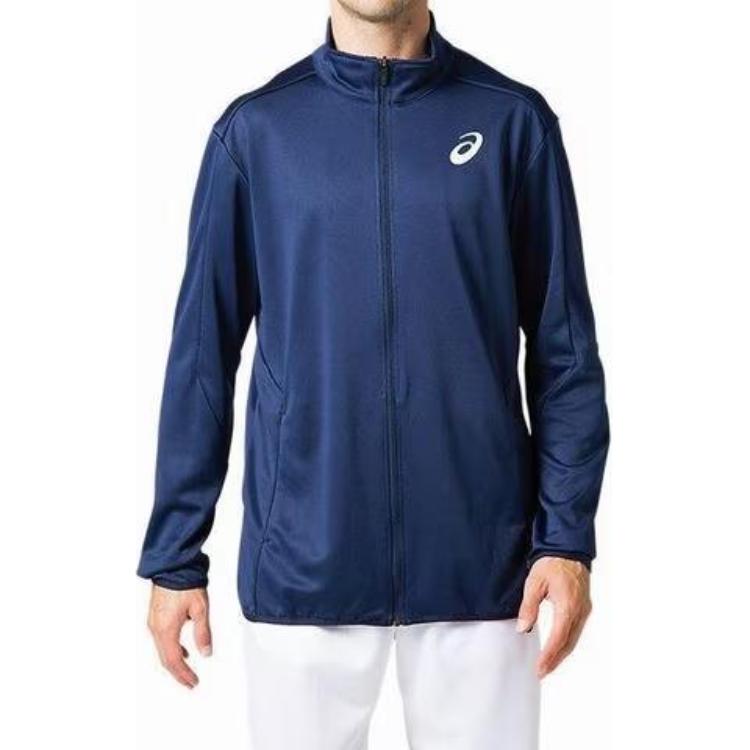 ASICS Logo Slim Fit Navy Blue Zip-Up Track Jacket Long Sleeve 2091A176-400