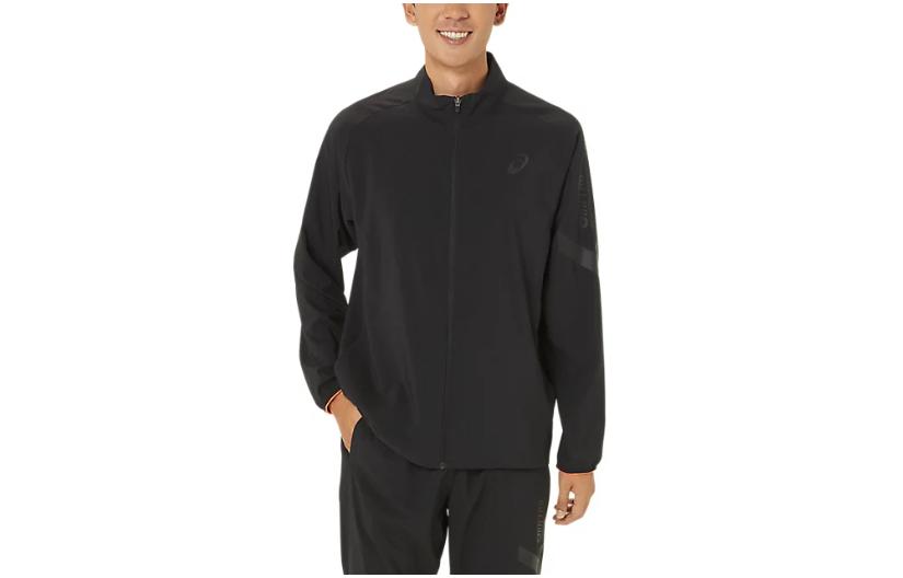 ASICS Logo Zip-Up Slim Fit Long Sleeve Jacket Men’s Black 2031E542-001