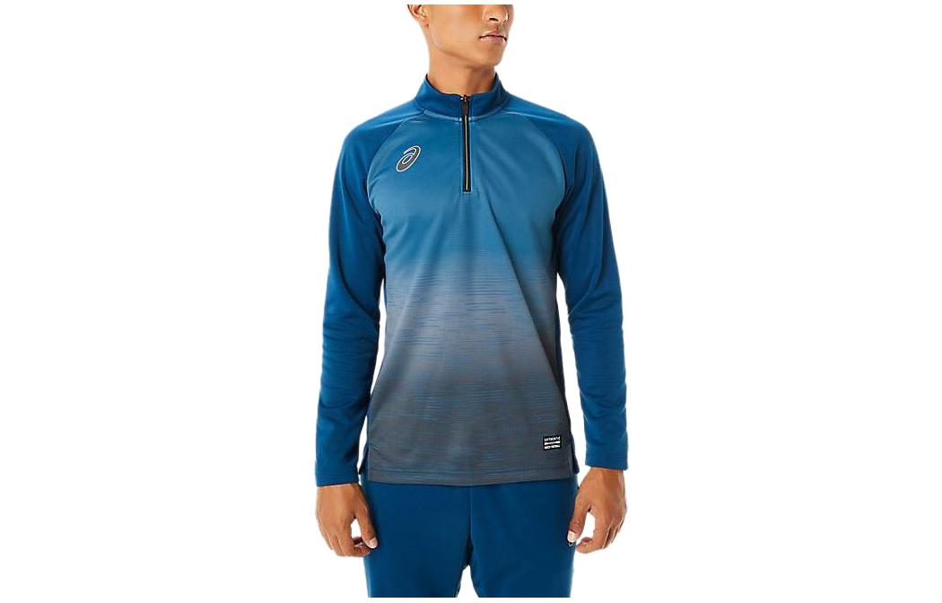 ASICS Loose-Fit Logo Half-Zip Pullover Sweatshirt Blue 2101A176-401