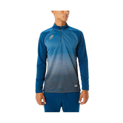 ASICS Loose-Fit Logo Half-Zip Pullover Sweatshirt Blue 2101A176-401