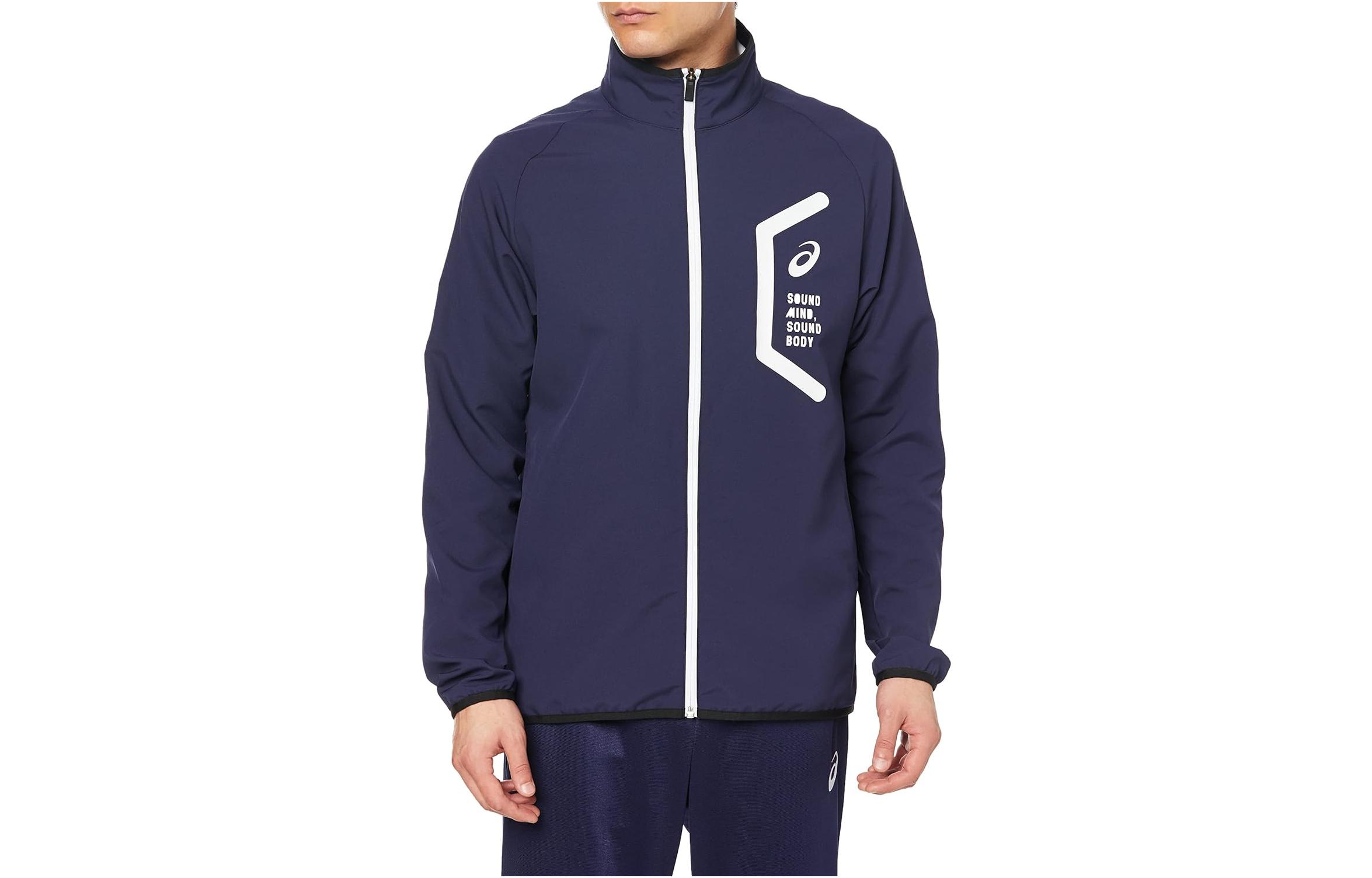 ASICS Loose Fit Zip-Up Letter Print Jacket Deep Blue 2031C716-400