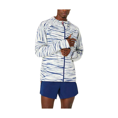 ASICS Metarun Shibori Waterproof Jacket Beige/Blue Lightweight Breathable 2011D124-200