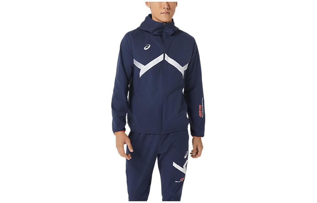 ASICS Midnight Full-Zip Hoodie Jacket with Striped Letter Print 2031D990-400