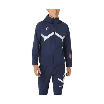 ASICS Midnight Full-Zip Hoodie Jacket with Striped Letter Print 2031D990-400
