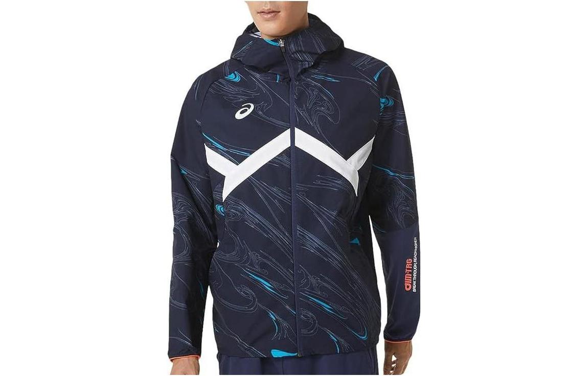 ASICS Midnight Navy Hoodie Jacket with Casual Letter Print 2031D989-400