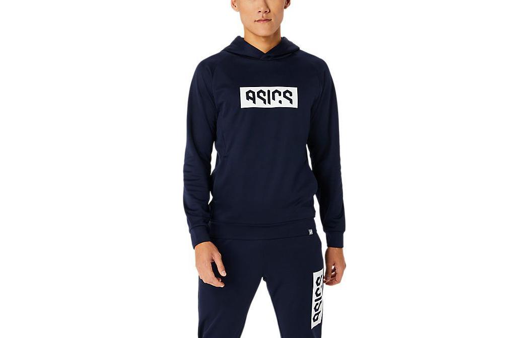 ASICS Navy Blue Hoodie with Logo Pullover Design 2031E234-402