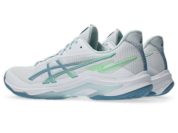 Lookbook Asics Netburner Ballistic FF 4 排球鞋 白色/Saba 藍色室內球場鞋 1053A070-102