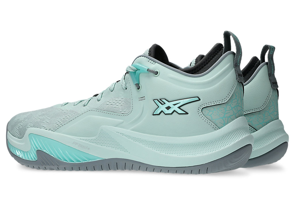 Lookbook ASICS Nova Surge Low 2 籃球鞋 淡藍/螢光薄荷綠 1061A051-402