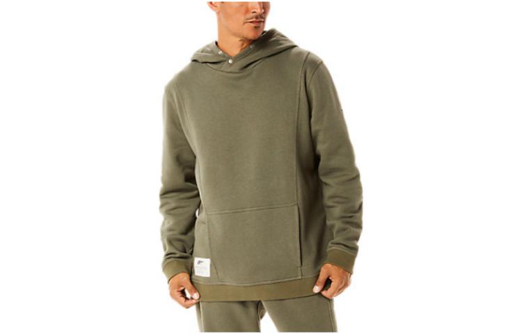 ASICS Olive Green Logo Hoodie Pullover Long Sleeve Sweatshirt 2031D068-301