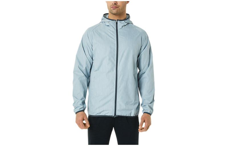 ASICS Packable Jacket Gray Hooded Full-Zip Long Sleeve Jacket 2011B970-034