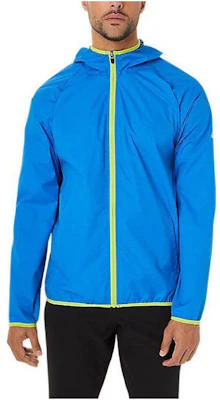 ASICS Packable Logo Print Hooded Zip Jacket Blue Long Sleeve Outerwear 2011B970-473 Buy ASICS Packable Logo Print Hooded Zip Jacket Blue Long Sleeve Outerwear 2011B970-473