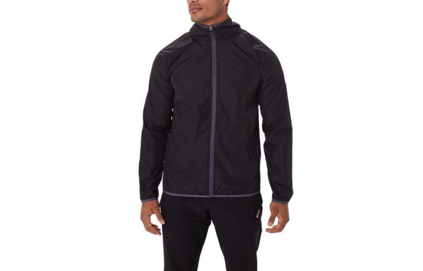 ASICS Packable Solid Color Zip-Up Hooded Jacket Black 2011B970-001