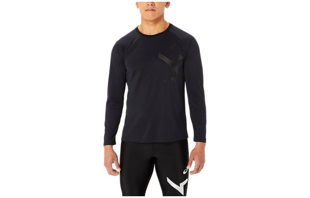 ASICS Performance Black Solid Color Crewneck Loose Fit Long Sleeve Sweatshirt 2031E250-002