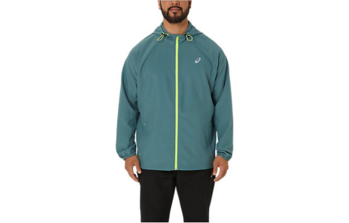 ASICS Pr Lyte Packable Jacket Green Hoodie with Logo Print 2011C763-423