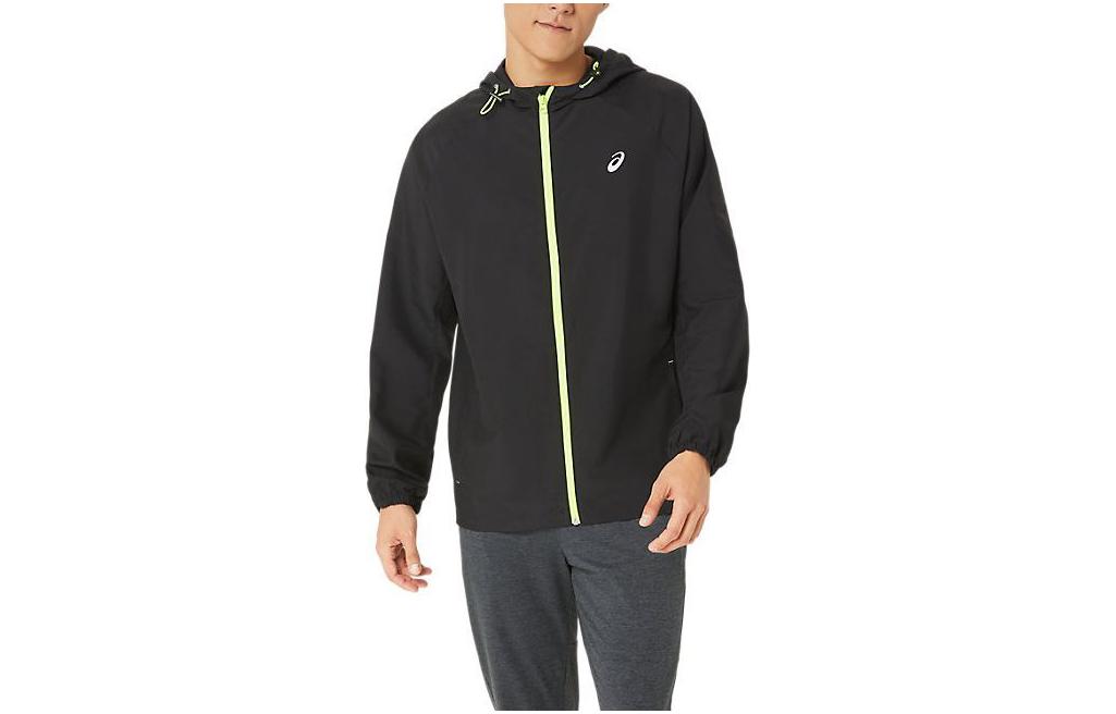 ASICS PR Lyte Packable Jacket Logo Print Zip Hoodie Performance Black 2011C763-001