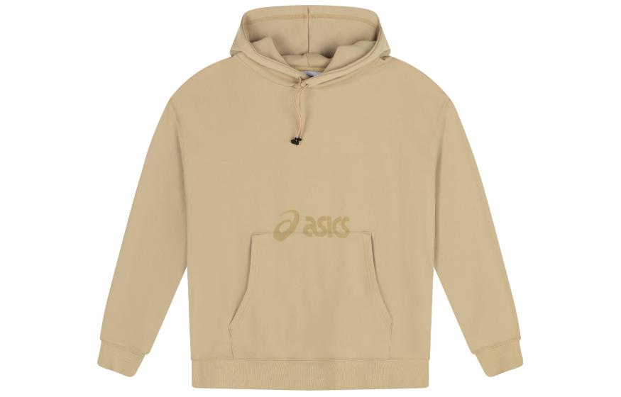 ASICS Printed Logo Pullover Hoodie Khaki Unisex Long Sleeve Sweater 2203A211-200
