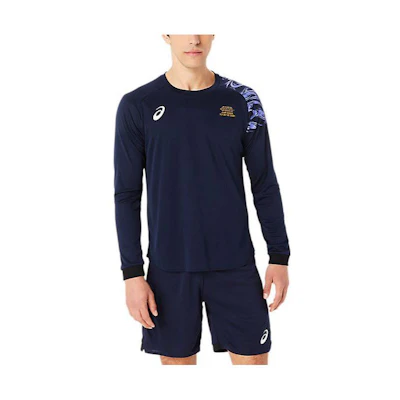 ASICS Printed Long-Sleeve Crewneck Sweatshirt Blue 2051A345-400