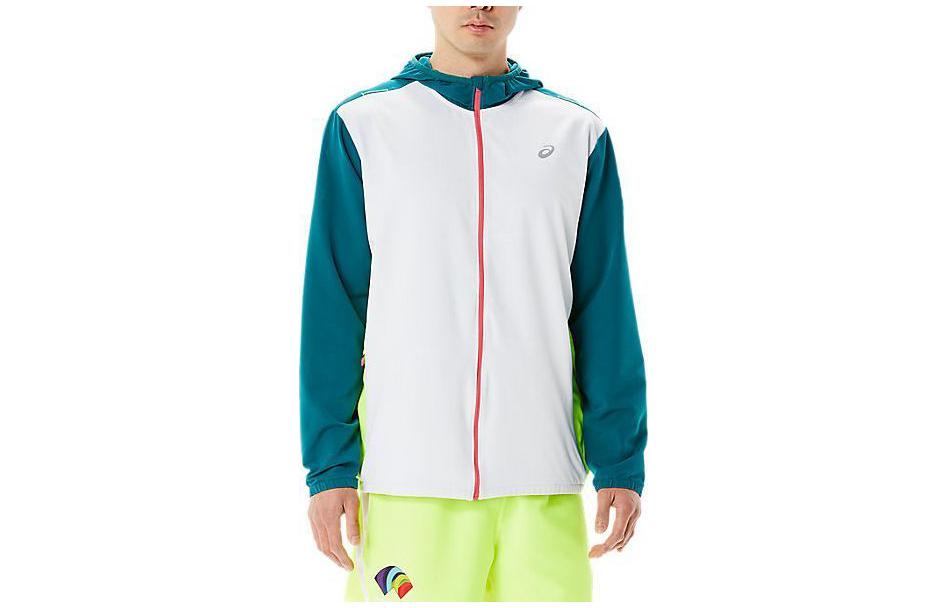 ASICS Ready-Set Color Block Badge Print Hoodie Jacket Men’s White 2011C498-900