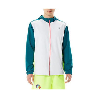 ASICS Ready-Set Color Block Badge Print Hoodie Jacket Men’s White 2011C498-900