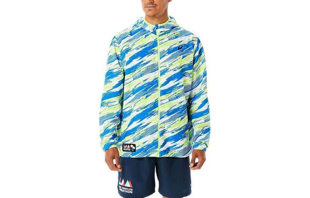 ASICS Ready-Set Jacket Lam Printed Graphic Hoodie Jacket Men’s Blue 2011C505-324