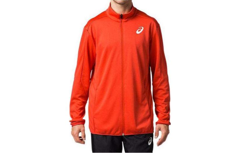 ASICS Red Logo Zip-Up Jacket with Stand Collar Long Sleeves 2091A176-600