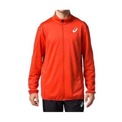 ASICS Red Logo Zip-Up Jacket with Stand Collar Long Sleeves 2091A176-600