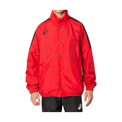ASICS Red Long-Sleeve Button-Up Jacket with Logo Print 2063A188-600