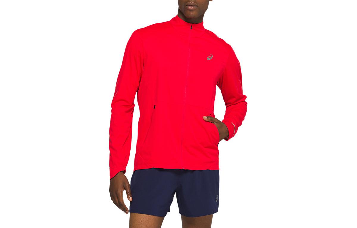 ASICS Red Long-Sleeve Jacket with Solid Front Logo Print 2011A785-600