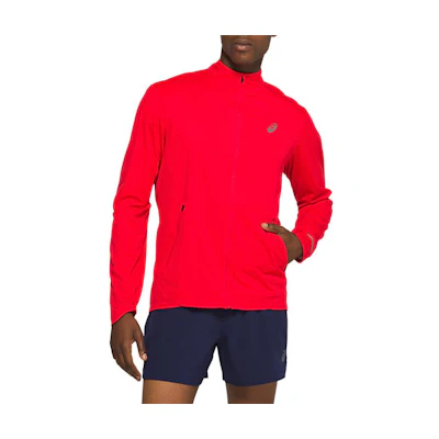 ASICS Red Long-Sleeve Jacket with Solid Front Logo Print 2011A785-600