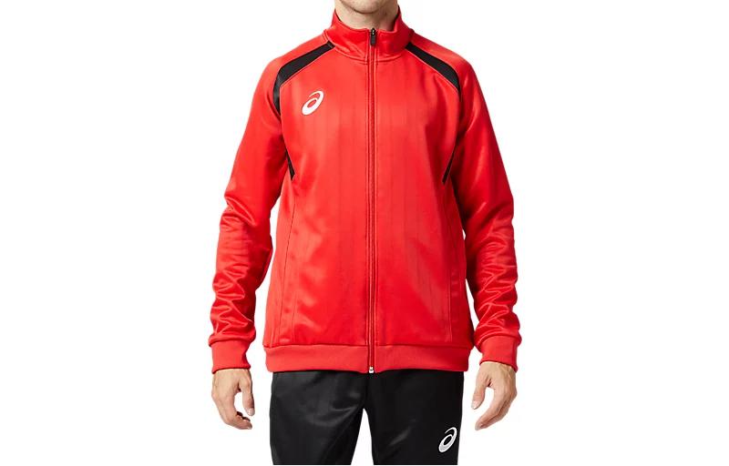 ASICS Red Solid Zip-Up Slim Fit Jacket 2101A075-600