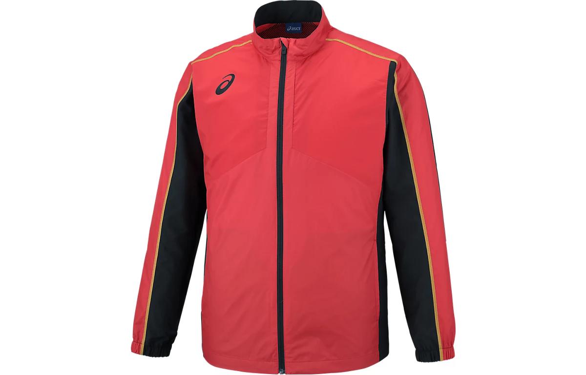 ASICS Red Track Jacket with Stripe Detail and Stand Collar 2031A243-600