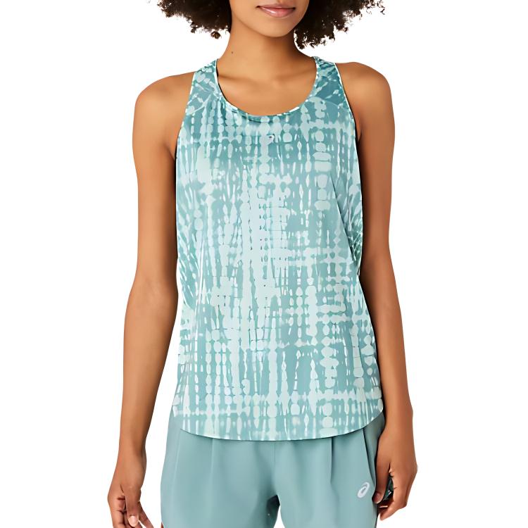 ASICS Road All Over Print Tank Top - Breathable Green Running Vest 2012D071-300