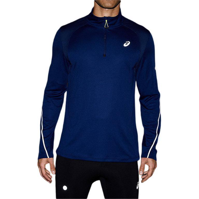 ASICS ROADLITE-SHOW 1/2 Zip Top Jacket - Warm, Soft, High-Neck, Blue 2011D094-401